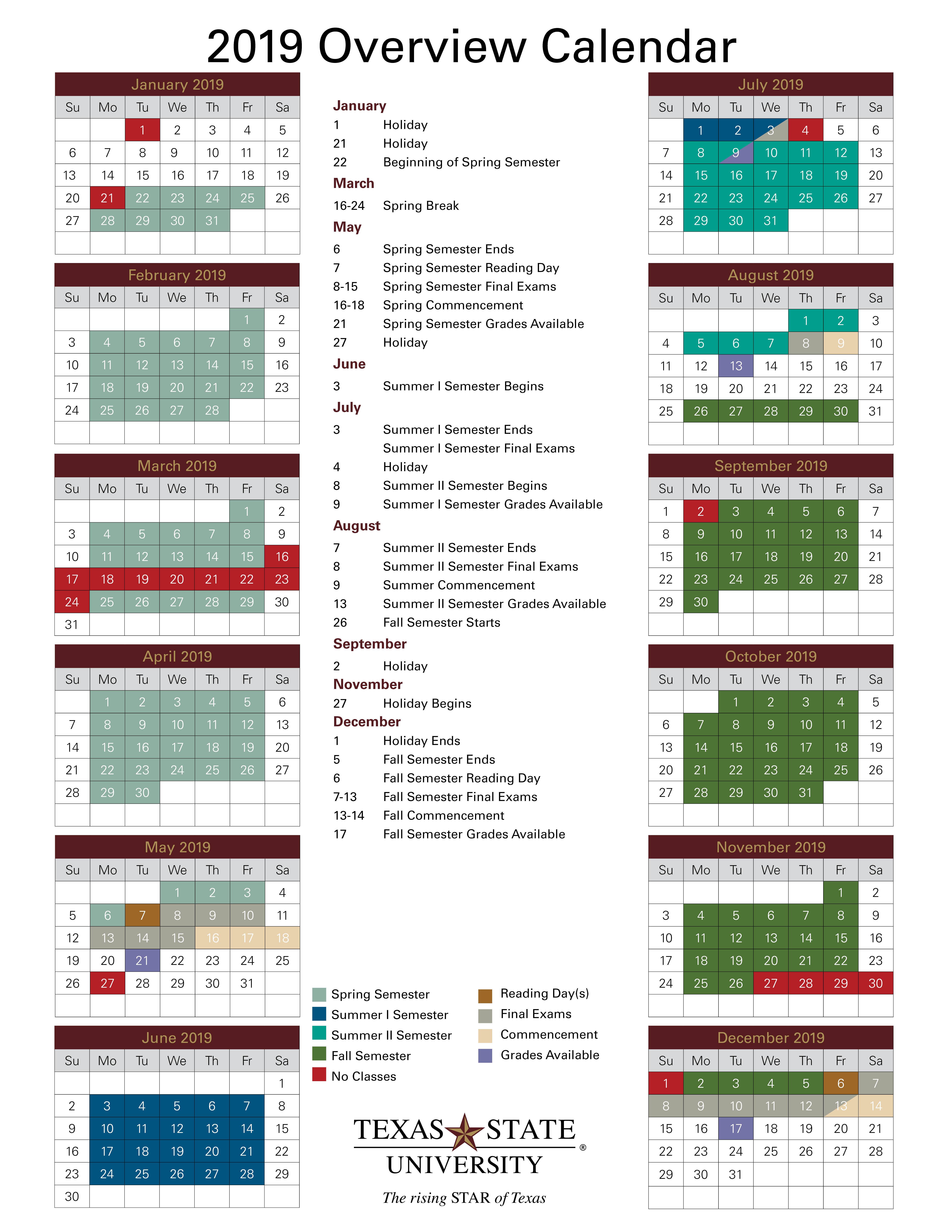 Academic Calendar : Office of the University Registrar : Texas State University5100 x 6600