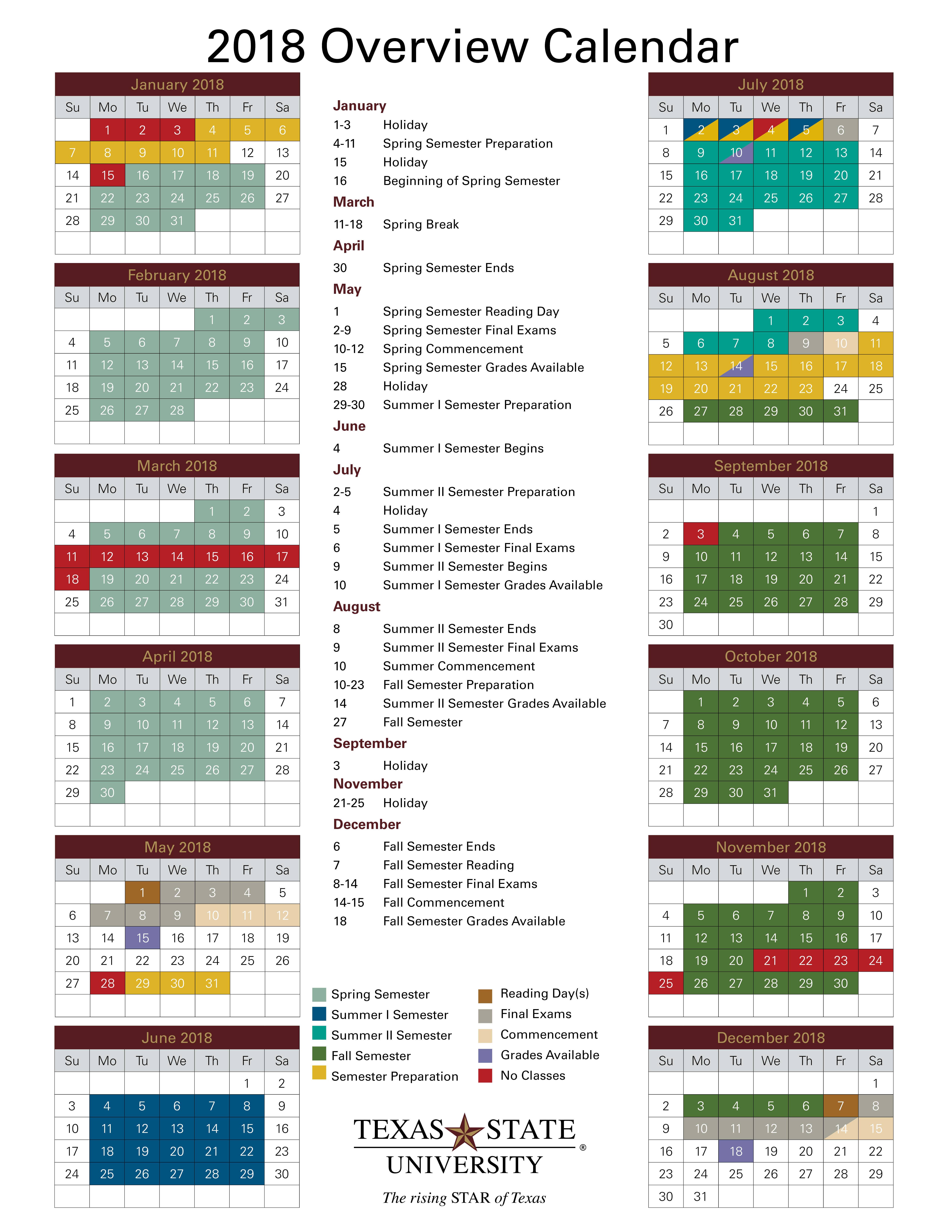 Academic Calendar Office Of The University Registrar Texas State University